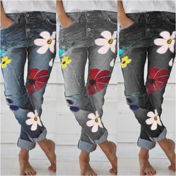 Pantalon en jean imprimé