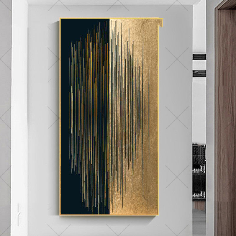 Peinture sur toile lignes noires et dorées abstraites minimalistes modernes décoration galerie maison