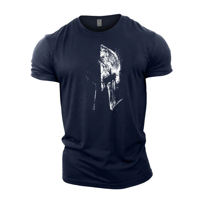 Europe And America Cross Border Helmet Series Men's Fashion Cotton Printed T-shirt