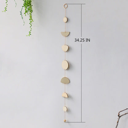 Star And Moon Wood Chip Pendant Bohemian Wall Decoration