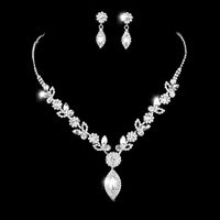 Bridal White Crystal Floral Jewelry Set