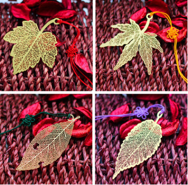 Marcapáginas de metal dorado vintage MarquePage Kawaii Marcadores de libros con forma de hoja para libros Regalo de papelería Material escolar Estudiante 734