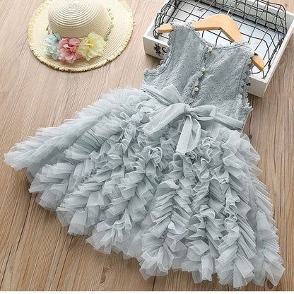 Jupe gâteau multicouche en filet pour fille - Robe de petite fille tendance
