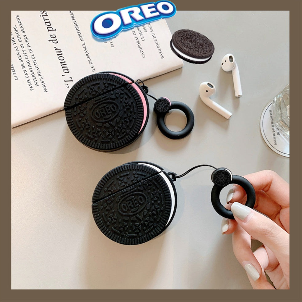 Compatible con Apple, funda protectora para AirPods de galletas Oreo con llavero