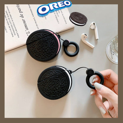 Compatible con Apple, funda protectora para AirPods de galletas Oreo con llavero
