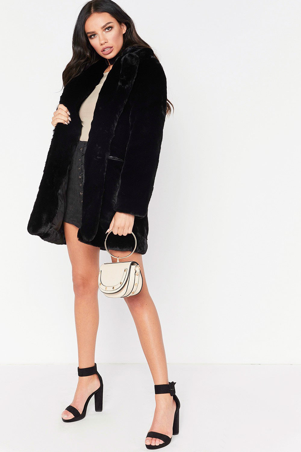 Women's Faux Fur Coat – Long Sleeve Warm Thick Jacket