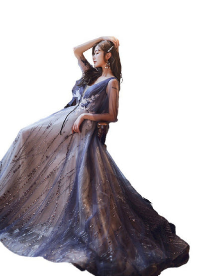 Women's beautiful Purple long ballroom evening dress