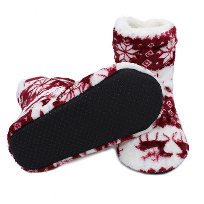 Coral velvet print indoor boots