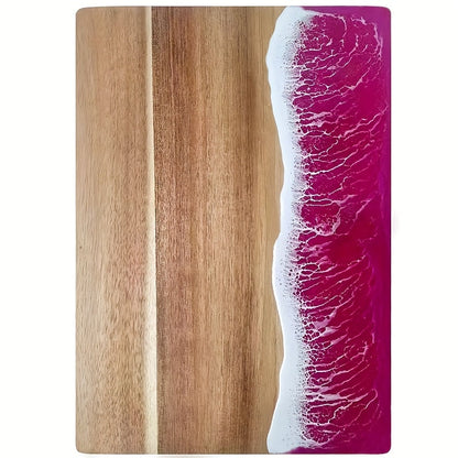 Acacia Wood Resin Wave Cutting Board Ocean River Serving Tray 46x23cm