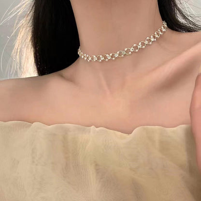 Collier ras-du-cou personnalisé en perles tressées courtes pour femme de style français