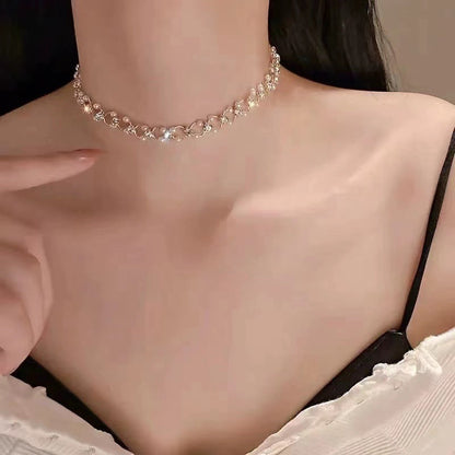 Collier ras-du-cou personnalisé en perles tressées courtes pour femme de style français