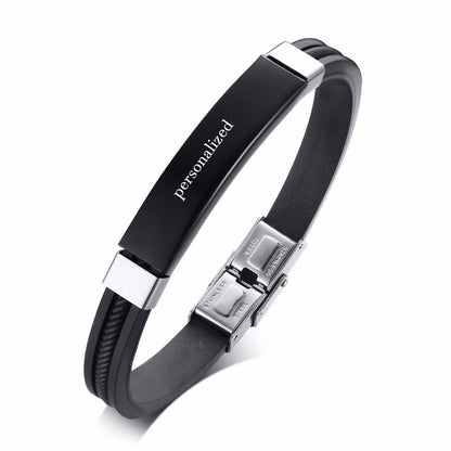 Stainless steel curved brand bracelet