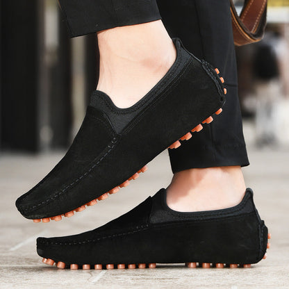 Casual Shoes Men Summer Moccasins Slip On Breathable Plus-Size Genuine-Leather