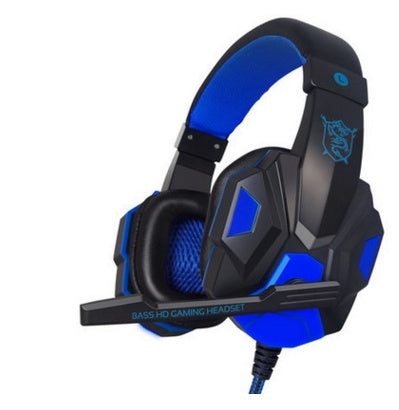 Casque de jeu Pu mind pc780 noir bleu pour ordinateur, casque d'écoute YY avec micro, lumières bleues et noires