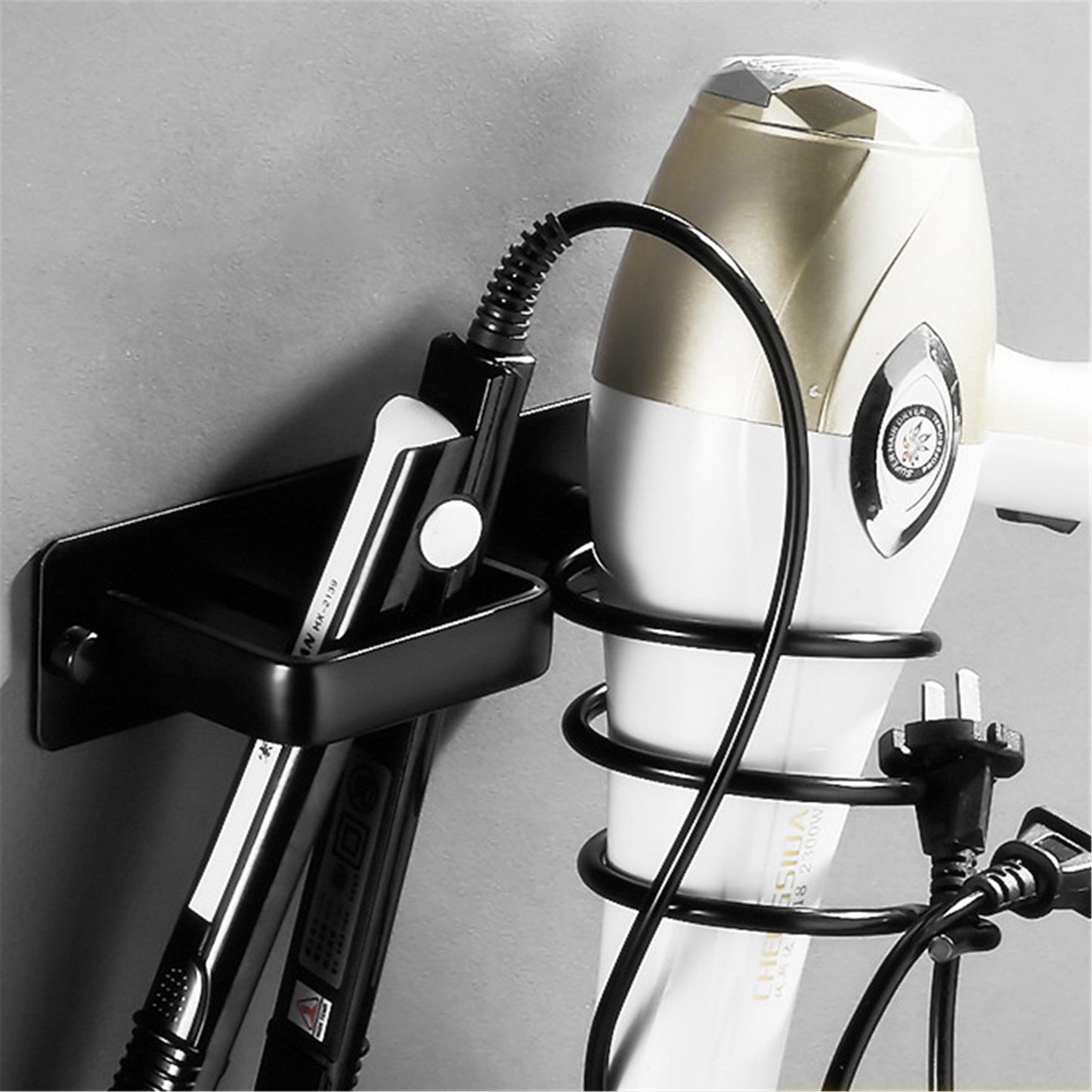 Porte-sèche-cheveux en aluminium spatial