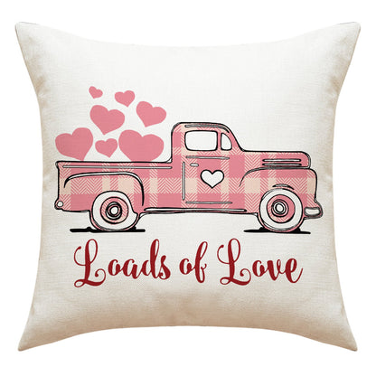 Love Heart Pillow Cover Valentine's Day Letter Printing Throw Pillowcase