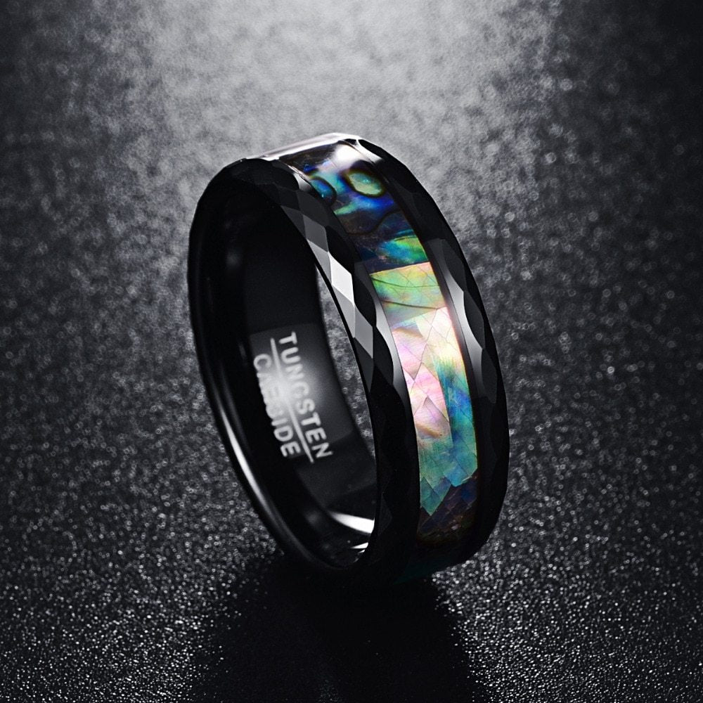 Bague en or et tungstène plaquée de placage noir