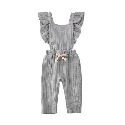 Bubble cotton pleated flying sleeve suspenders