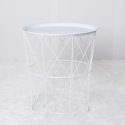 geometric metal bedside table simple storage basket