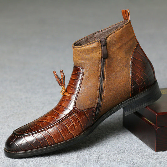 Bottes courtes en cuir fourrées pour hommes d'affaires