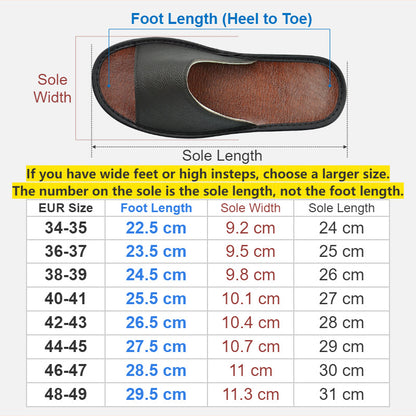 Widened Plus Size Leather Slippers