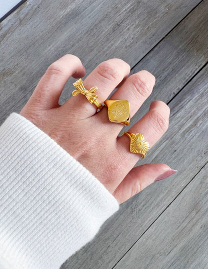 Bague Sceau Fleurie