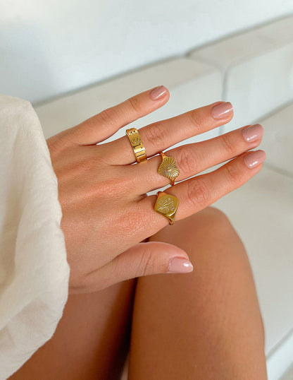 Bague Sceau Fleurie