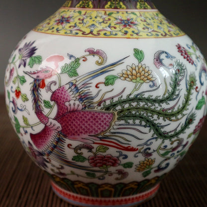 Antique Old Dragon And Phoenix Pattern Ceramic Crafts Vase Ornaments