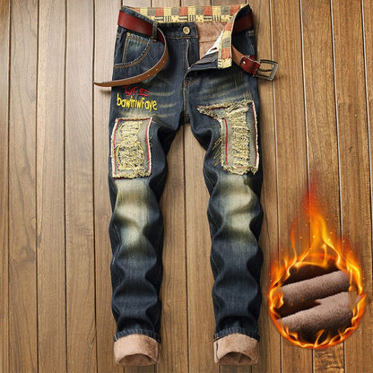 Fall Winter New Style Plus Cashmere Men's Jeans