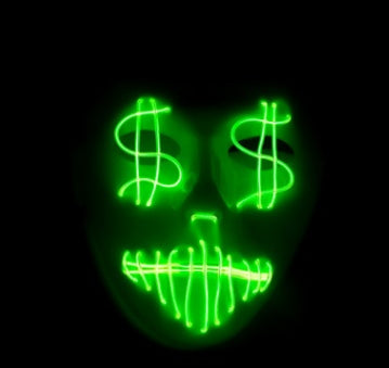 Masque de fête LED dollar américain