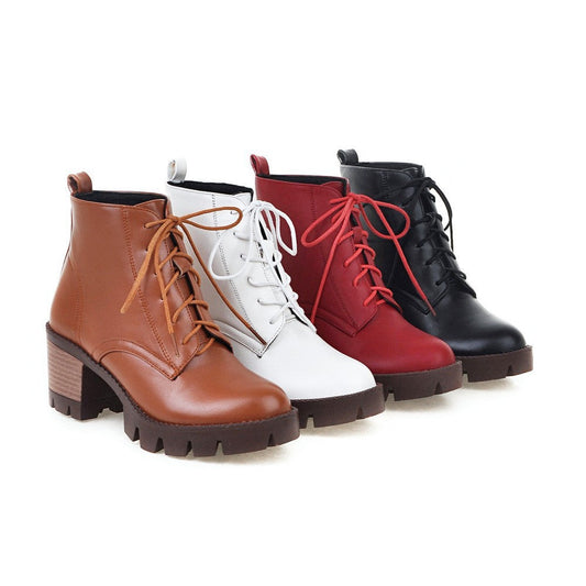 Bottes à bout rond et talon épais