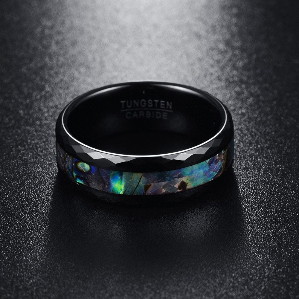 Bague en or et tungstène plaquée de placage noir