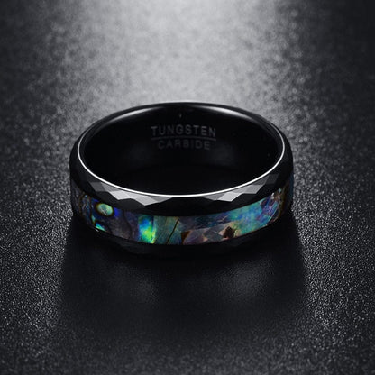 Bague en or et tungstène plaquée de placage noir