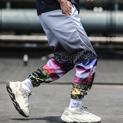 Fleece gradient sports pants