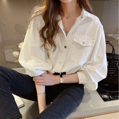 Women's Polo Collar Long Sleeve Blouse