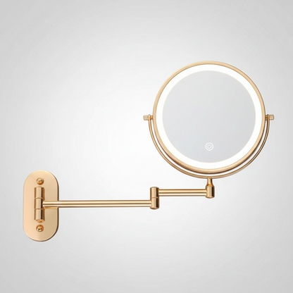 Rechargeable LED Makeup Mirror 10X Magnifying Wall Mount Gold
