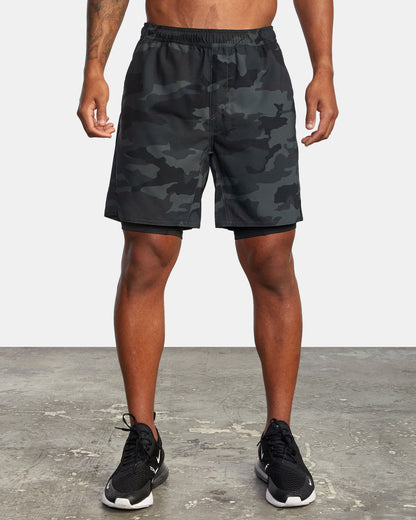 Fitness Summer Sports Casual Solid Color Camouflage Double-layer Shorts Men