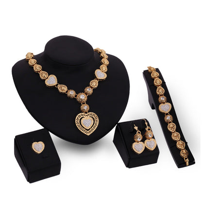 Bijoux classiques en alliage pour le commerce extérieur, quatre ensembles de bijoux de mariée exagérés, parure de bijoux pour femme pour fête, cadeau
