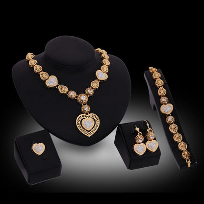 Bijoux classiques en alliage pour le commerce extérieur, quatre ensembles de bijoux de mariée exagérés, parure de bijoux pour femme pour fête, cadeau