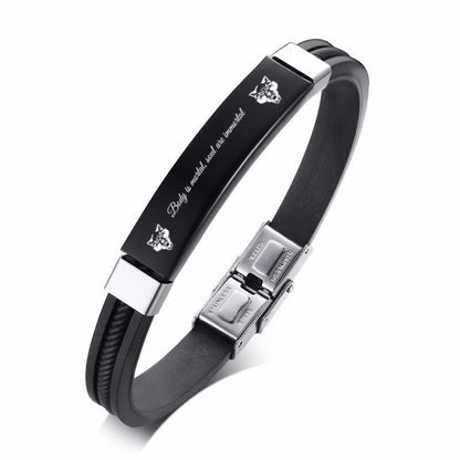 Stainless steel curved brand bracelet