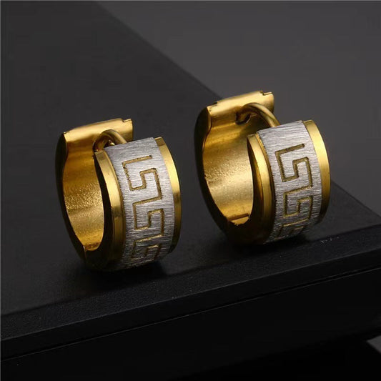 Pendientes de patrón de la Gran Muralla ancha, diseño simple personalizado