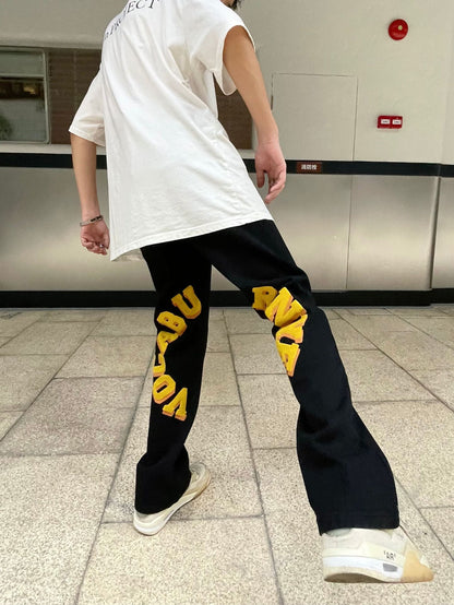 Pantalon en jean brodé avec serviette pour homme et femme