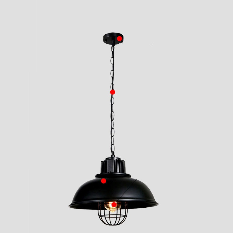 Candelabro colgante de una sola cabeza con pantalla de olla de hierro de estilo retro para mesa de comedor de restaurante