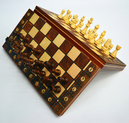 Wooden Magnetic 3 In 1 Chess Set  Folding