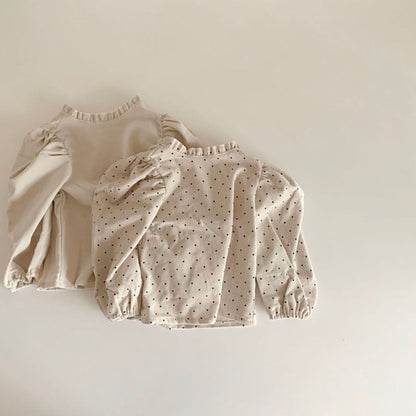 Folded Lace Collar Cotton Shirt Girl Baby