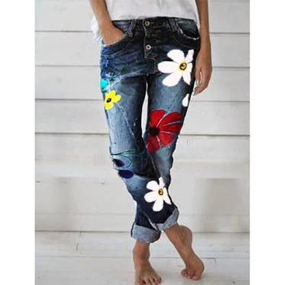 Pantalon en jean imprimé