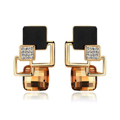 Classic crystal geometric square jewelry set