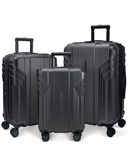 BAGSMART Expandable Spinner Wheel Luggage Trio - Black