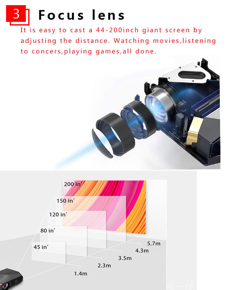 Mini vidéoprojecteur portable 1080P HD pour la maison, connexion vocale WiFi sans fil pour téléphone portable