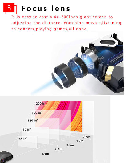 Mini vidéoprojecteur portable 1080P HD pour la maison, connexion vocale WiFi sans fil pour téléphone portable